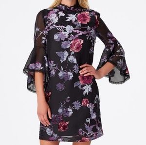 Tahari Velvet Bell Sleeve Dress